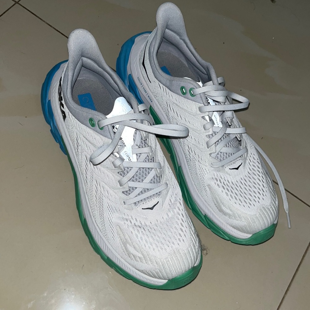 HOKA White, Blue & Green Sneakers